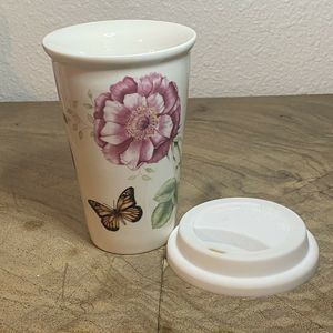 Lenox Butterfly Meadow Travel Mug 10 Oz W/ Lid